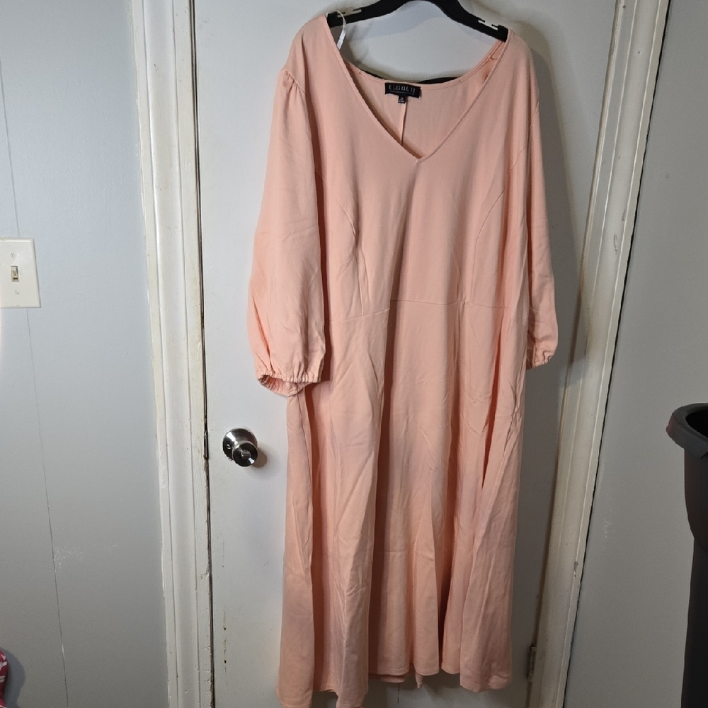 Eloquii Pink Dress With Black Bows Down Back Size 28